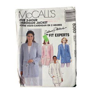 90s McCalls 8060 2 Hour Cardigan Jacket Sewing Pattern Size Medium 12-14 UNCUT